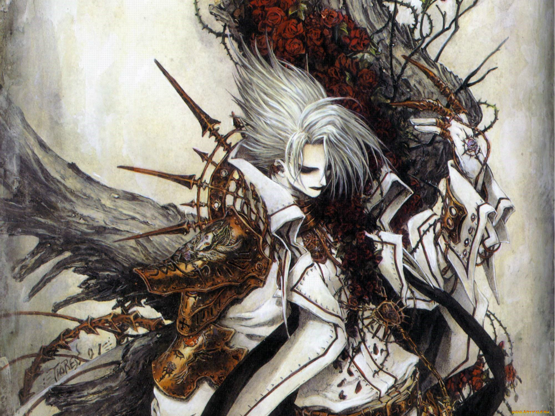 Обои Аниме Trinity Blood, обои для рабочего стола, фотографии аниме,  trinity blood, избранный, белый, рыцарь, магия, cain, nightroad, кровь,  триединства, trinity, blood, когти, щипы, art, shibamoto, thres Обои для  рабочего стола, скачать